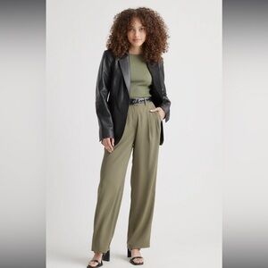 Quince Stretch Crepe Pleated Wide Leg Pants
